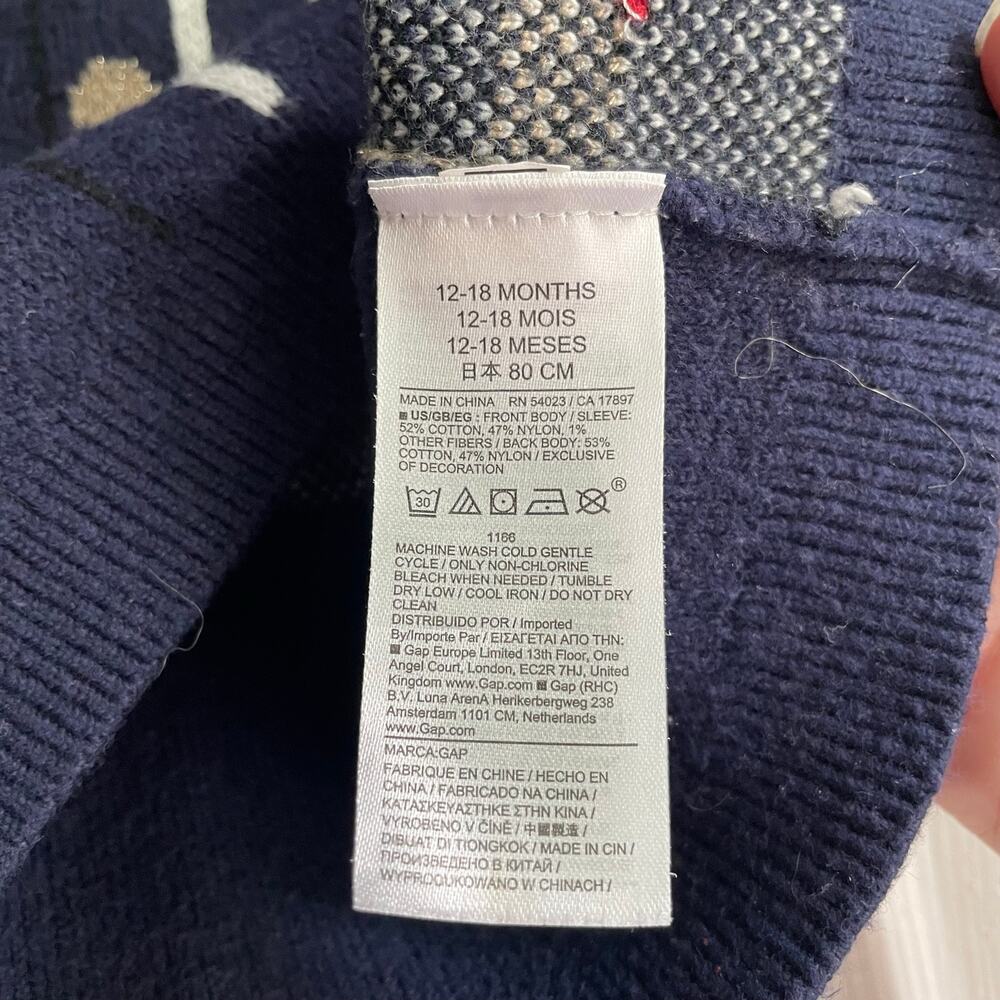 Baby Gap Paddington Bear CashSoft Sweater Dress Navy Blue Sz 12-18 Months RARE - Picture 7 of 13